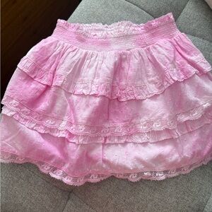 LoveShackFancy Pink Ruffled Kids Skirt